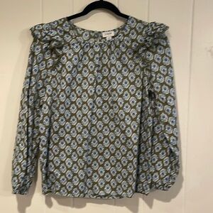 J. Crew Factory Cotton Block Print Blouse